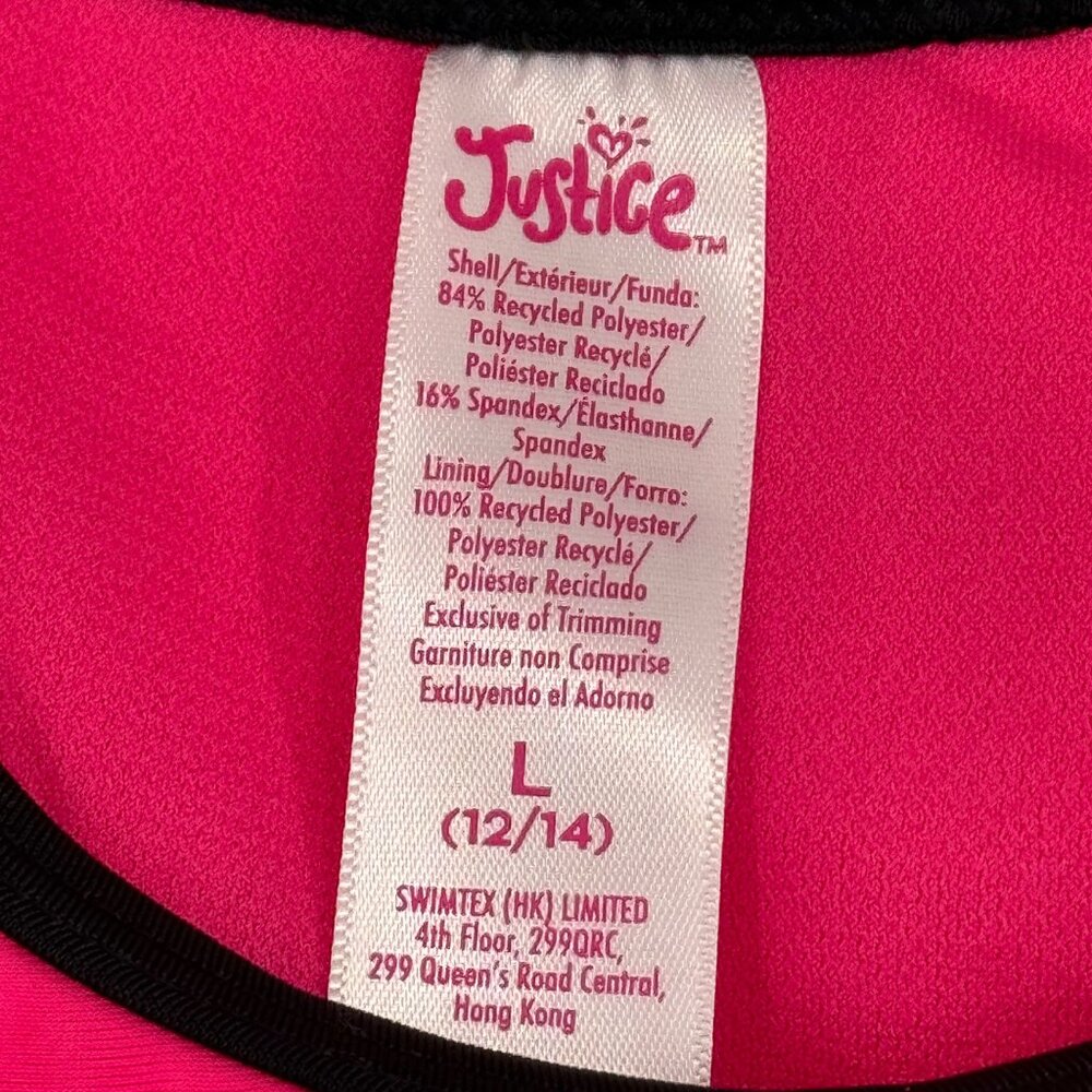 Justice Sport Girls Long Sleeve Crop Top & Bikini Set Large Pink size large - Picture 3 of 10